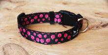 Load image into Gallery viewer, Pink Roses on Black Dog Collar