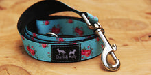 Load image into Gallery viewer, Aqua Roses Dog Lead